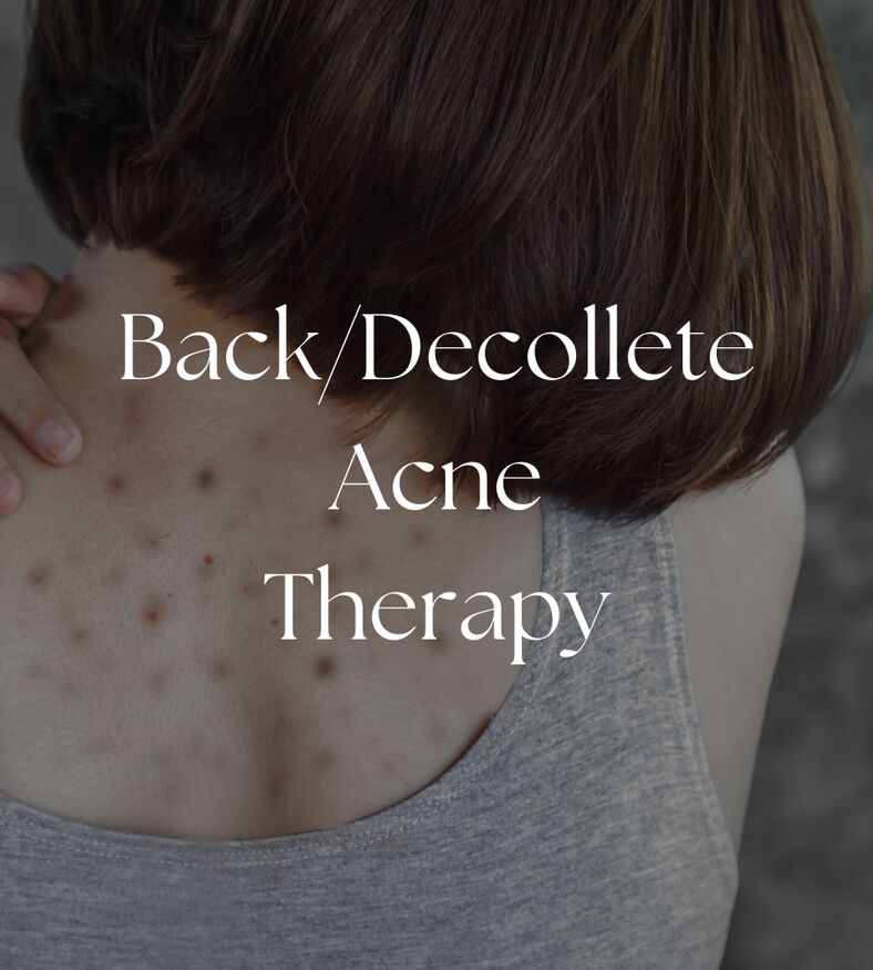 Back/Decollete Acne therapy is a targeted Medical Grade facial focused on your back. It is known for its deep cleansing and exfoliating purposes.